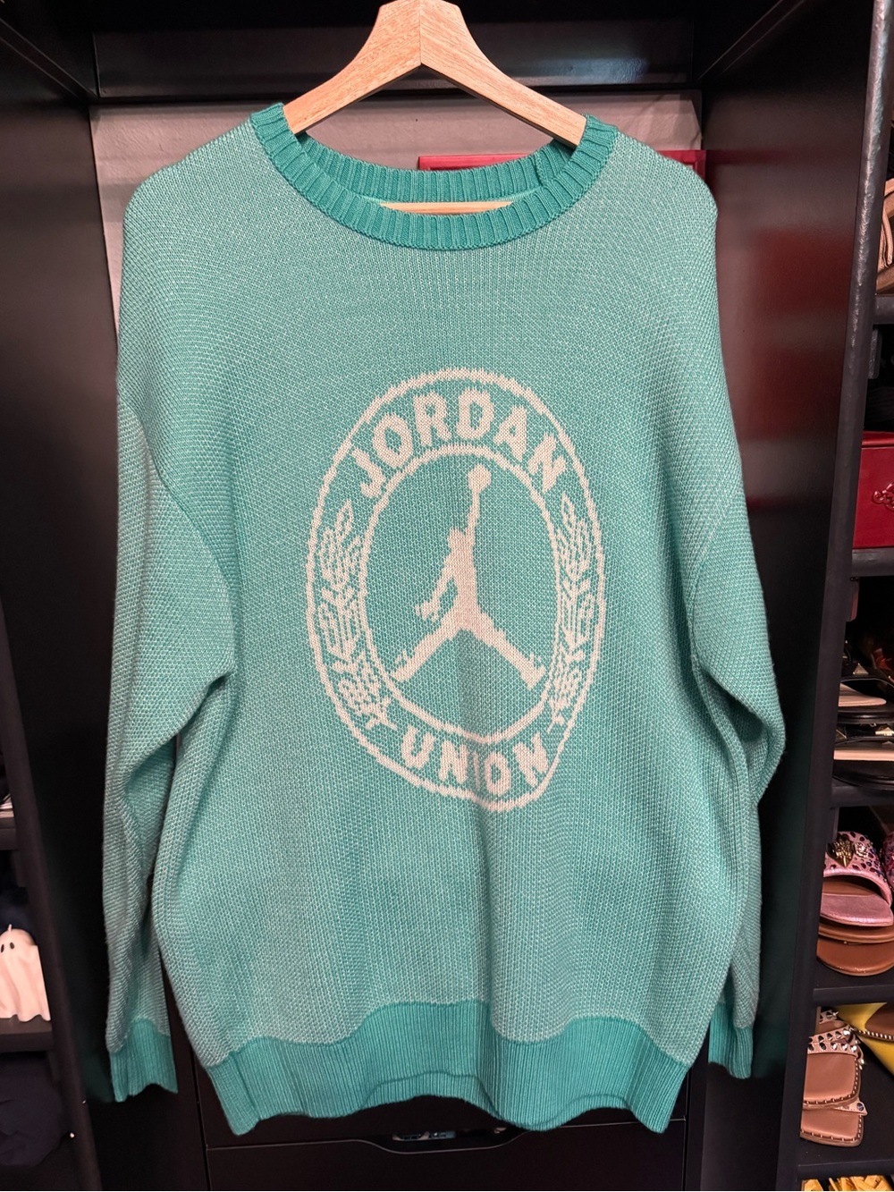 Jordan Union Neon Teal Crewneck Winter Sweater - NBA 🏀🖤